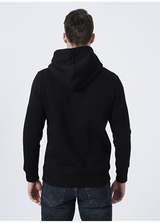 Jack & Jones 12201561_Jprblabooster Sweat Hood Kapüşonlu Uzun Kollu Regular Fit Baskılı Siyah Erkek Sweatshirt 4