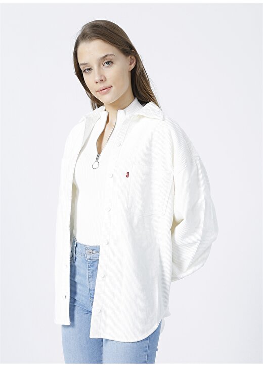 Levis Remi Utility Shirt Coconut Milk Standart Kalıp Açık Bej Kadın Gömlek 2