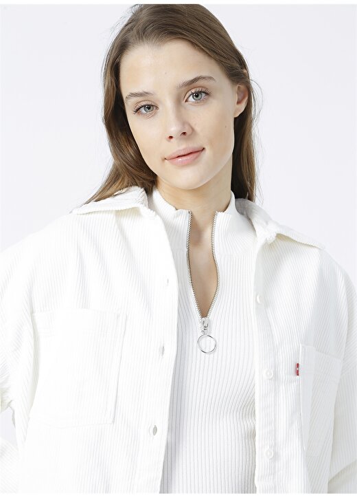 Levis Remi Utility Shirt Coconut Milk Standart Kalıp Açık Bej Kadın Gömlek 4