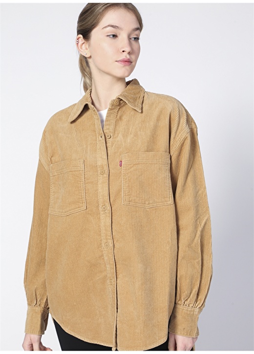 Levis Remi Utility Shirt Iced Coffee Standart Kalıp Açık Bej Kadın Gömlek 1