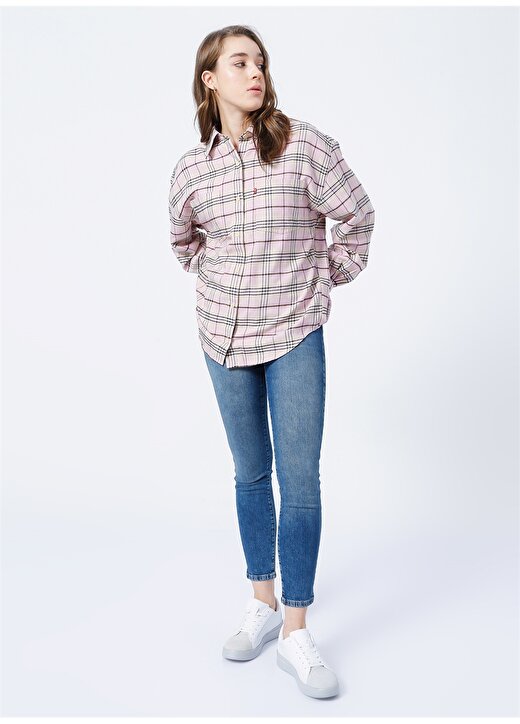 Levis Remi Utility Shirt Shayna Plaid Kee Gömlek Yaka Standart Kalıp Çok Renkli Kadın Gömlek 3