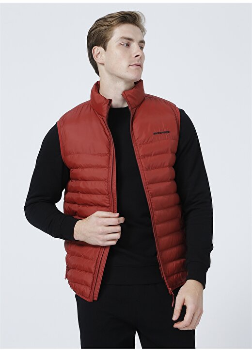 Skechers S202174-621 M Essential Vest Dik Yaka Normal Kalıp Düz Kırmızı Erkek Yelek 1