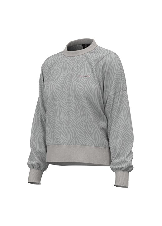 Skechers S212057-043 W Printed Sweatshirt O Yaka Normal Kalıp Baskılı Taş Kadın Sweatshirt 1