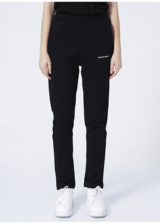 Skechers S212185-001 New Basics W Slim Pant Lastikli Slim Fit Düz Siyah Kadın Eşofman Altı 2