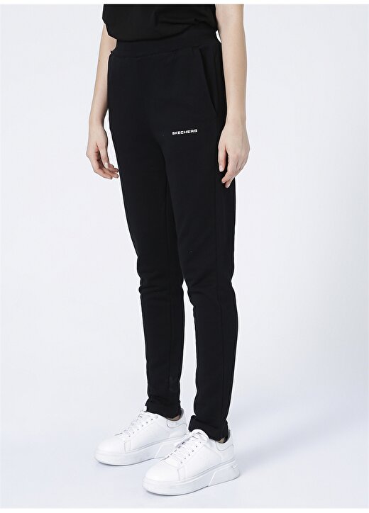 Skechers S212185-001 New Basics W Slim Pant Lastikli Slim Fit Düz Siyah Kadın Eşofman Altı 3