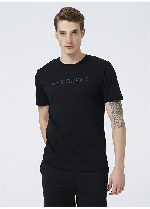 Skechers S212191-001 M Camo Logo T-Shirt O Yaka Normal Kalıp Düz Siyah Erkek T-Shirt 2