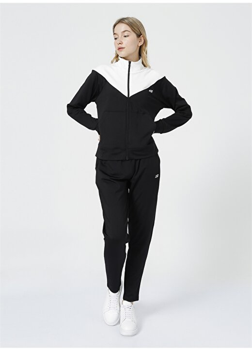 Skechers S212251-001 W Micro Colorblock Suit O Yaka Normal Kalıp Düz Siyah Kadın Eşofman Takımı 2