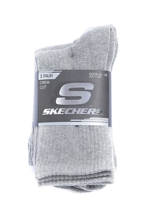 Skechers Gri Unisex 3Lü Çorap S212283-035 U 3 Pack Crew Cut Socks 1