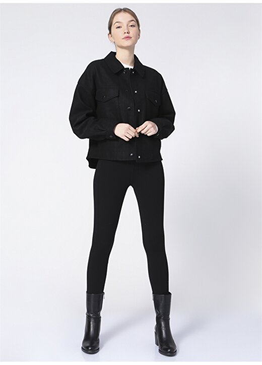 Vero Moda Vmfortunelippa Gömlek Yaka Normal Kalıp Düz Siyah Kadın Ceket 2
