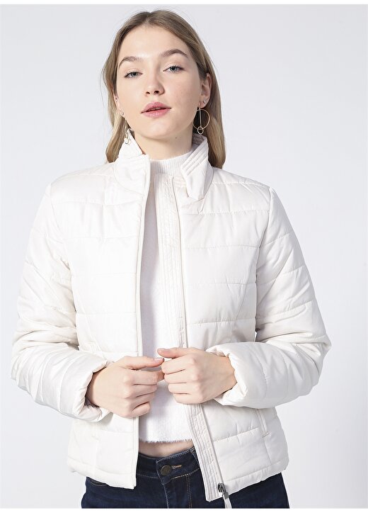 Vero Moda Vmsimone Aw21 Short Jacket Ga Boos Dik Yaka Normal Kalıp Düz Beyaz Kadın Mont 3