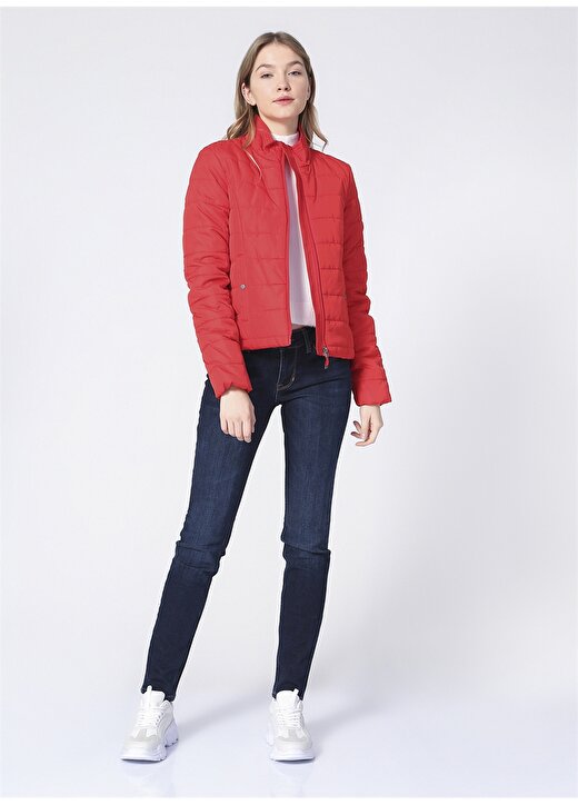 Vero Moda Vmsimone Aw21 Short Jacket Ga Boos Dik Yaka Normal Kalıp Düz Kırmızı Kadın Mont 2