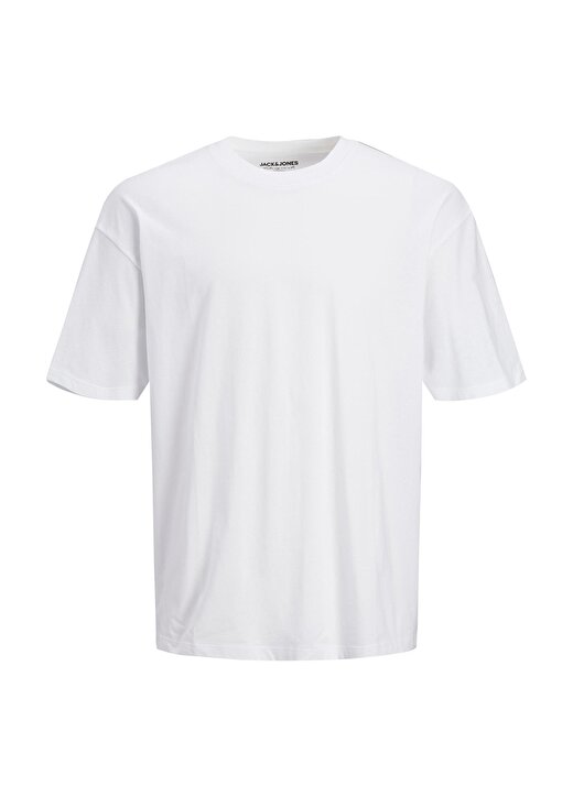 Jack & Jones 12185628_Jorbrink O Yaka Regular Fit Düz Beyaz Erkek T-Shirt 1