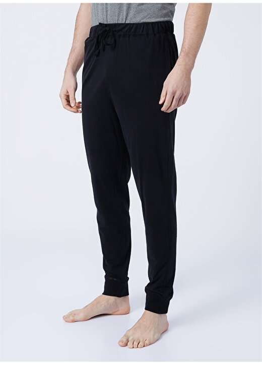 Ds Damat Ds Damat Basic Pantolon Lastikli Rahat Kalıp Düz Siyah Erkek Pijama Alt 3