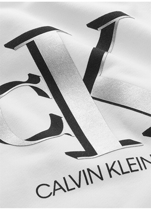 Calvin Klein IG0IG01005YAF Beyaz O Yaka Kız Çocuk Baskılı Sweatshirt 2