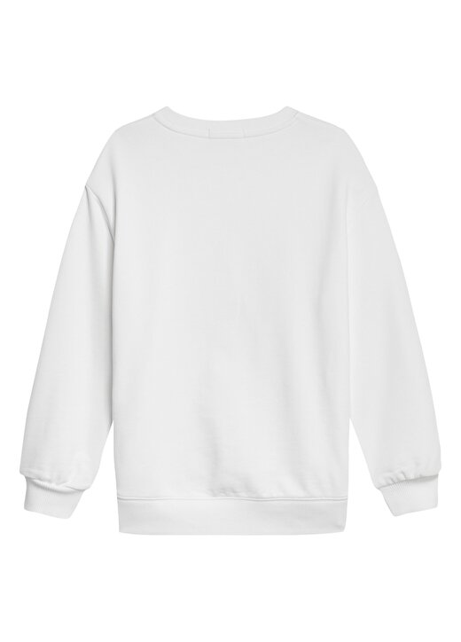 Calvin Klein IG0IG01005YAF Beyaz O Yaka Kız Çocuk Baskılı Sweatshirt 3