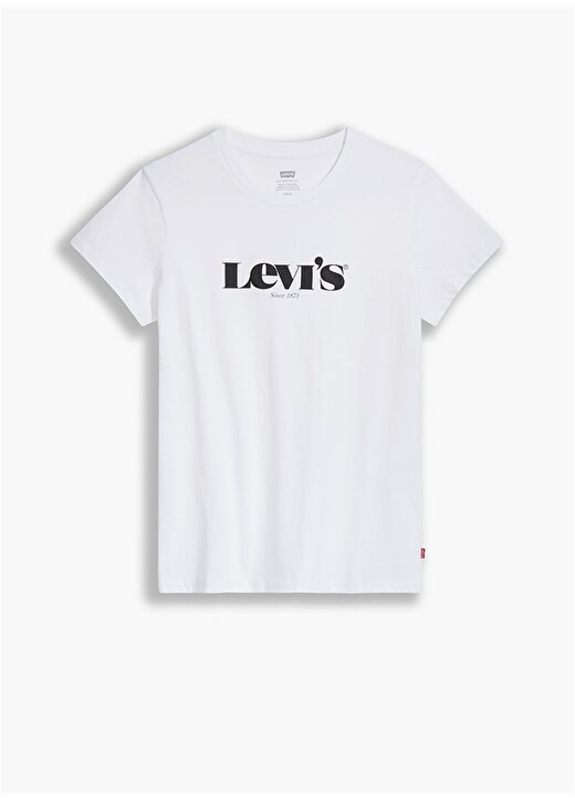 Levis Lse The Perfect Tee New Logo Ii Whi Yuvarlak Yaka Kısa Kollu Marka Baskılı Beyaz Kadın T-Shirt 3