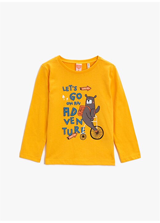 Koton Bisiklet Yaka Uzun Baskılı Sarı Erkek Çocuk T-Shirt 1