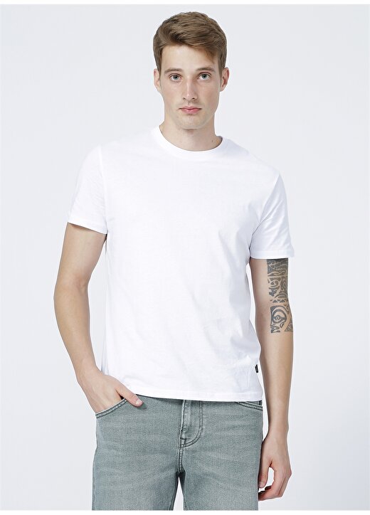 Only & Sons O Yaka Düz Koyu Beyaz Erkek T-Shirt 1