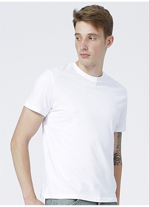 Only & Sons O Yaka Düz Koyu Beyaz Erkek T-Shirt 2