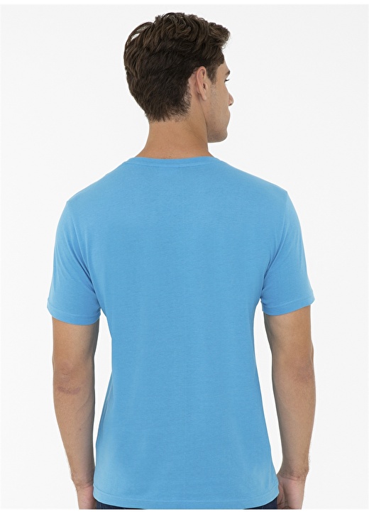 U.S. Polo Assn. Bisiklet Yaka Regular Fit Baskılı Mavi Erkek T-Shirt 3