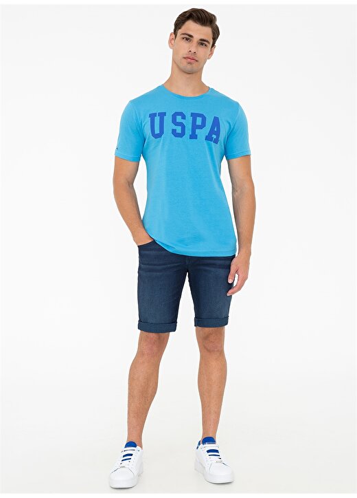 U.S. Polo Assn. Bisiklet Yaka Regular Fit Baskılı Mavi Erkek T-Shirt 4