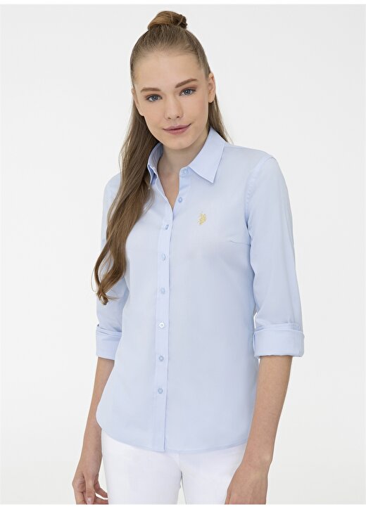 U.S. Polo Assn. Gömlek Yaka Açık Mavi Kadın Gömlek SALY021K 3