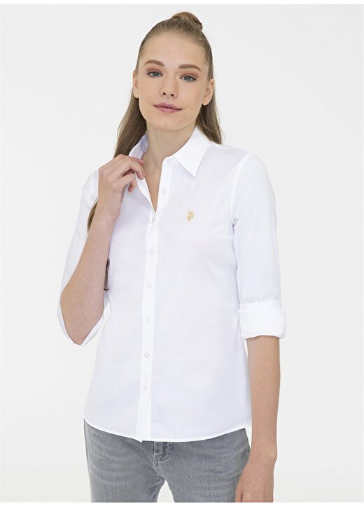 U.S. Polo Assn. Gömlek Yaka Beyaz Kadın Gömlek SALY021K 1