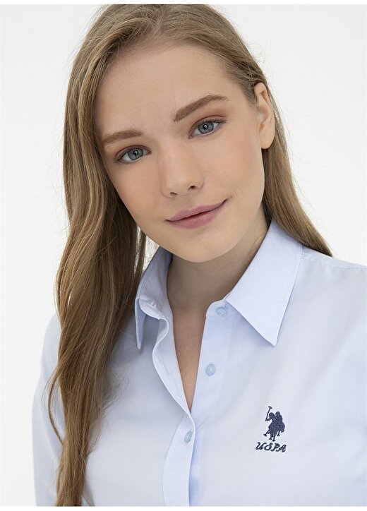 U.S. Polo Assn. Gömlek Yaka Açık Mavi Kadın Gömlek WOX021K 2