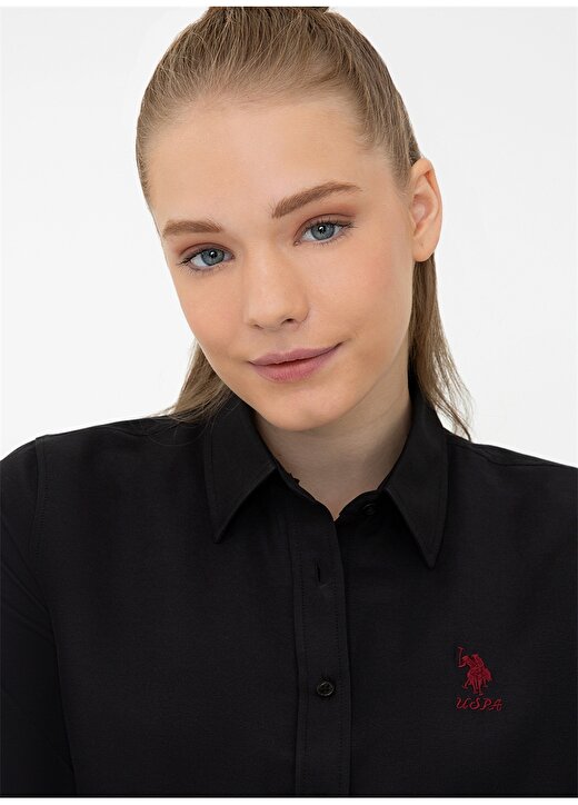 U.S. Polo Assn. Gömlek Yaka Siyah Kadın Gömlek WOX021K 2
