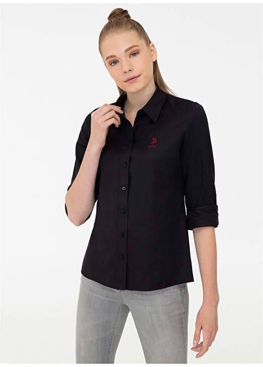 U.S. Polo Assn. Gömlek Yaka Siyah Kadın Gömlek WOX021K 3