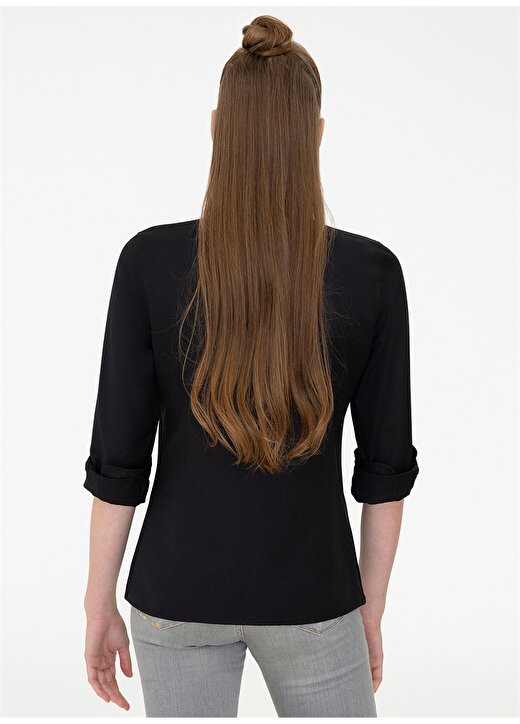 U.S. Polo Assn. Gömlek Yaka Siyah Kadın Gömlek WOX021K 4