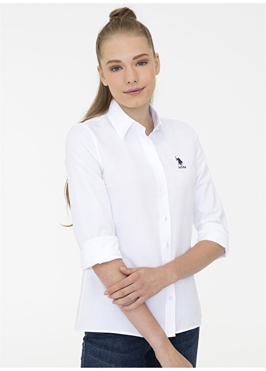 U.S. Polo Assn. Gömlek Yaka Beyaz Kadın Gömlek WOX021K 3