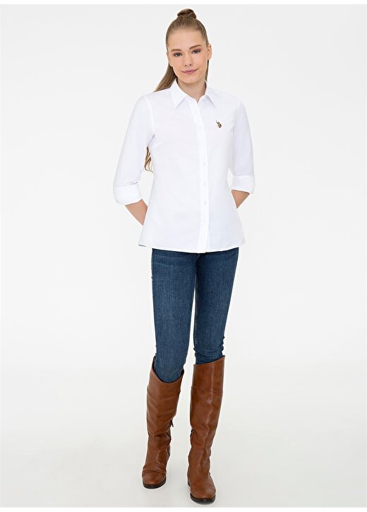 U.S. Polo Assn. Gömlek Yaka Beyaz Kadın Gömlek WOXCOLOR021K 4