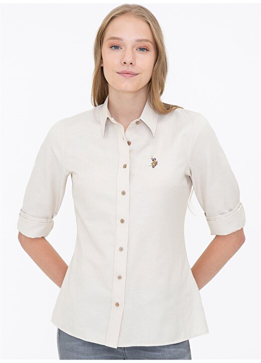U.S. Polo Assn. Gömlek Yaka Deve Tüyü Kadın Gömlek WOXCOLOR021K 3