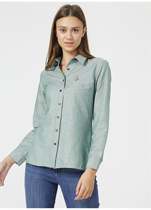 U.S. Polo Assn. Gömlek Yaka Koyu Yeşil Kadın Gömlek WOXCOLOR021K 1