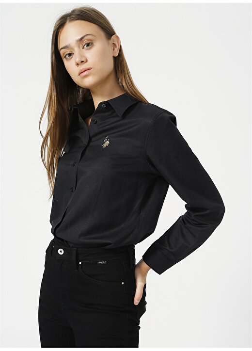 U.S. Polo Assn. Woxcolor021k Siyah Kadın Gömlek 3