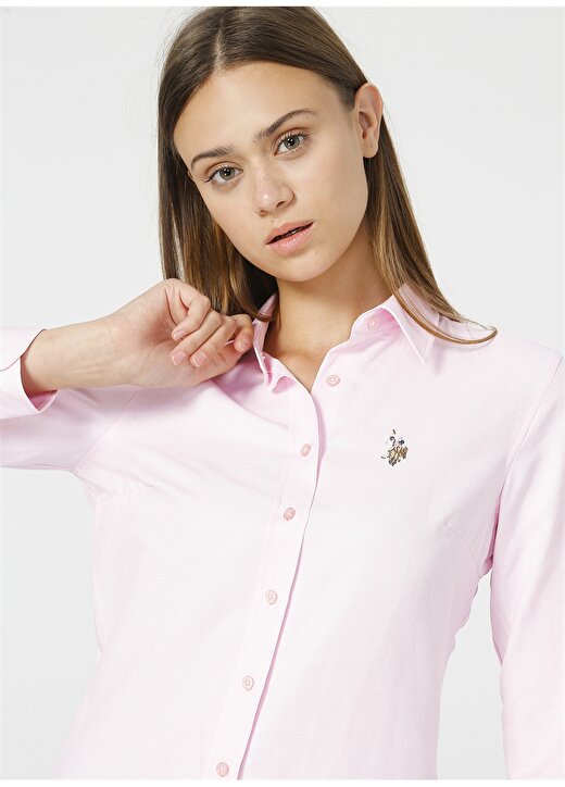 U.S. Polo Assn. Gömlek Yaka Açık Pembe Kadın Gömlek WOXCOLOR021K 1