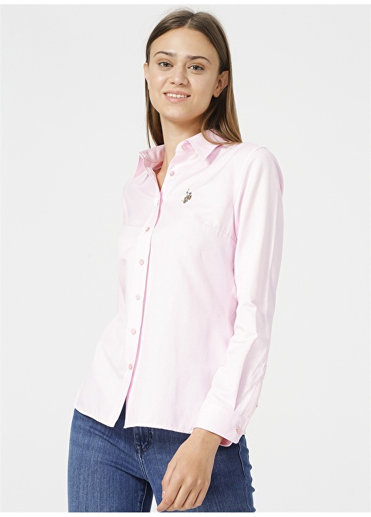 U.S. Polo Assn. Gömlek Yaka Açık Pembe Kadın Gömlek WOXCOLOR021K 2