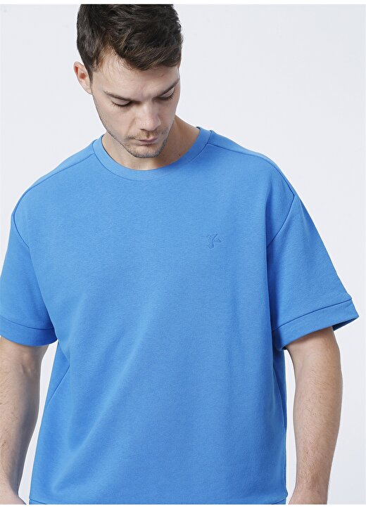 Fabrika Sports S-Bologna O Yaka Oversize Düz Mavi Erkek Sweatshirt 2