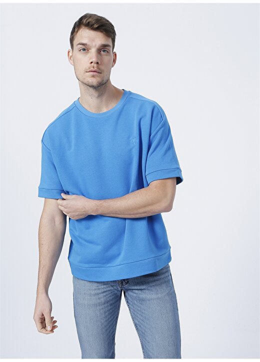 Fabrika Sports S-Bologna O Yaka Oversize Düz Mavi Erkek Sweatshirt 4