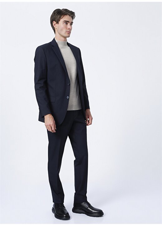 Fabrika Comfort Ceket Yaka Regular Fit Düz Lacivert Erkek Takım Elbise 3