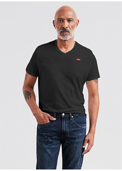 Levis 85641-0016_ORI Ginal Hm Vneck Lse V Yaka Relaxed Düz Siyah Erkek T-Shirt 1