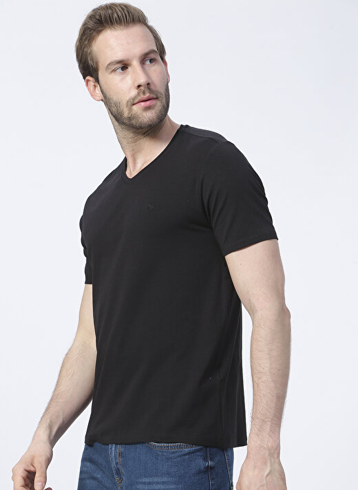 Fabrika Siyah Erkek Basic Modal T-Shirt ROMEO-V  3