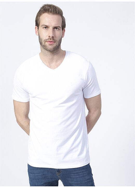 Fabrika Beyaz Erkek Basic Modal T-Shirt ROMEO-V 3