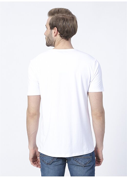 Fabrika Beyaz Erkek Basic Modal T-Shirt ROMEO-V 4