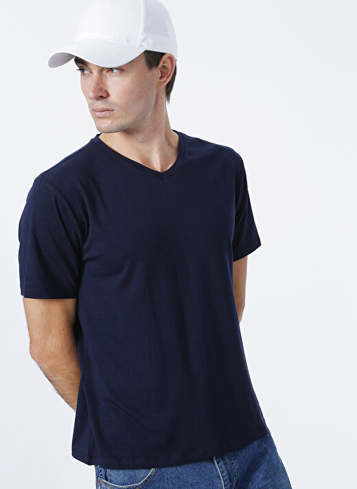 Fabrika Lacivert Erkek Basic Modal T-Shirt ROMEO-V  1