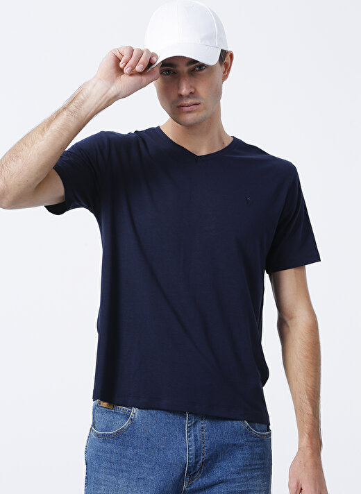 Fabrika Lacivert Erkek Basic Modal T-Shirt ROMEO-V  3