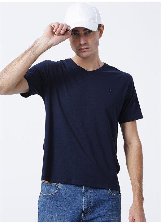 Fabrika Lacivert Erkek Basic Modal T-Shirt ROMEO-V 3