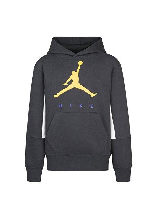 Nike 95A675-023 JDB JUMPMAN BY NIKE PO Siyah Kapüşonlu Erkek Çocuk Baskılı Sweatshirt 1
