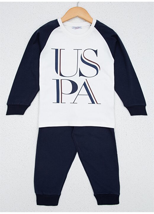 U.S. Polo Assn. Yuvarlak Yaka Pijama Yuvarlak Yaka Lastikli Standart Kalıp Krem Erkek Çocuk Pijama Takımı 1